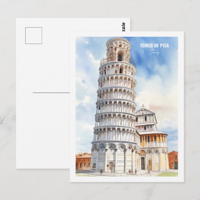 Carte Postale Tour de Pise Italie Lieu de voyage célèbre (Devant / Derrière)