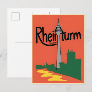 Carte Postale Tour de Rhénanie Dusseldorf Rheinturm cadeau allem