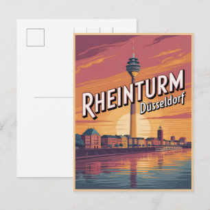 Carte Postale Tour de Rhine Düsseldorf Rheinturm cadeau allemand