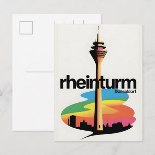 Carte Postale Tour de Rhine Düsseldorf Rheinturm cadeau allemand