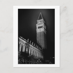 CARTE POSTALE TOUR DE VENISE SAN MARCO À LA NUIT B/W