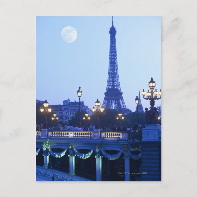 Carte Postale Tour Eiffel à Dusk (Devant)
