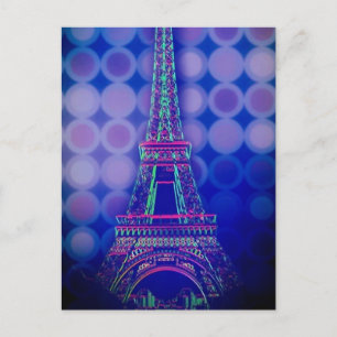 Carte Postale Tour eiffel de paris violet de cercles géométrique