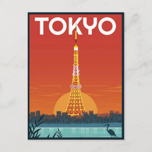 Carte Postale Tour Eiffel de Tokyo Cadeaux rétro de voyage au Ja
