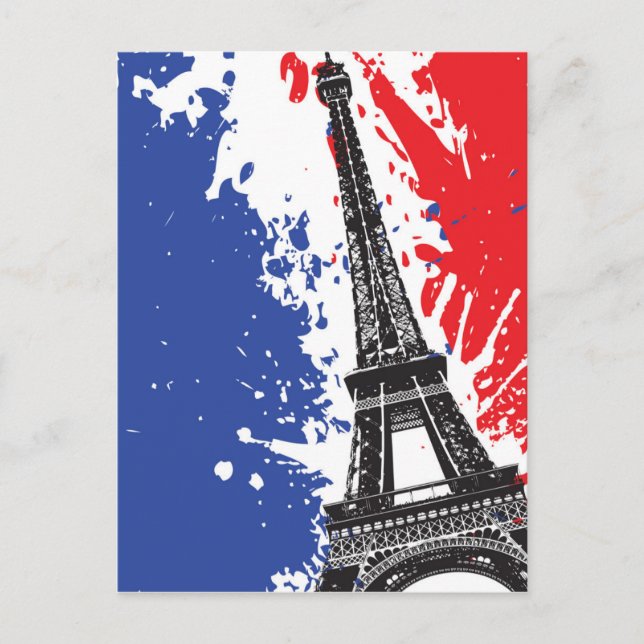 Carte Postale Tour Eiffel | drapeau grunge de Paris, France | (Devant)