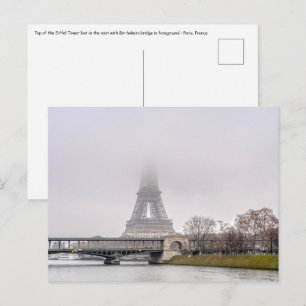 Carte Postale Tour Eiffel et pont Bir-hakeim par jour de brumes