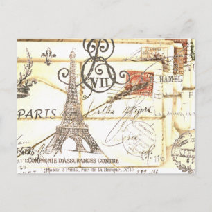 Carte Postale Tour Eiffel floral romantique chic girly de Paris