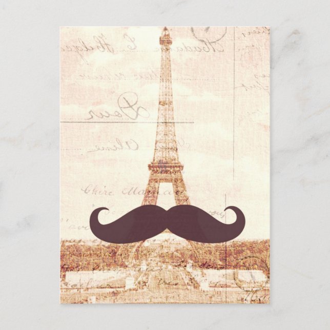 Carte Postale Tour Eiffel Moustache (Devant)