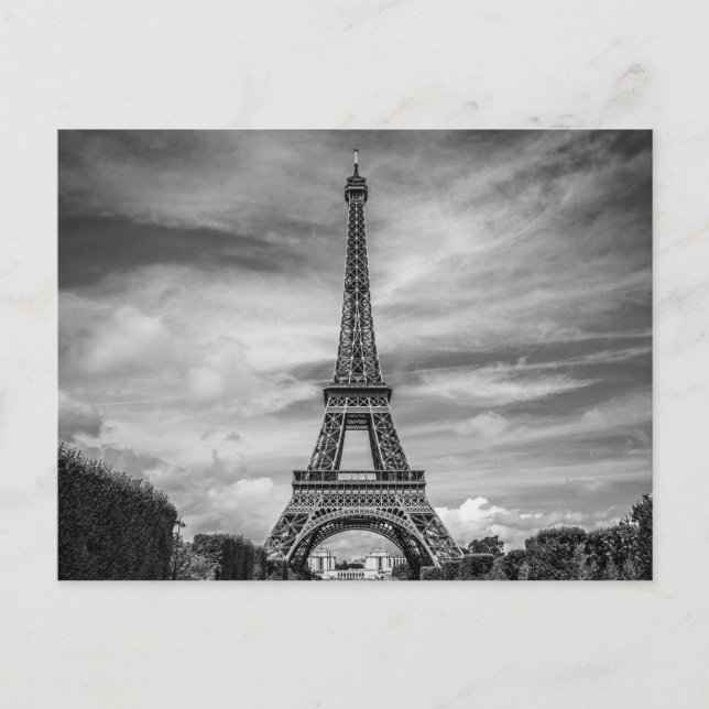 Carte Postale Tour Eiffel Noir & Blanc Paris France (Devant)