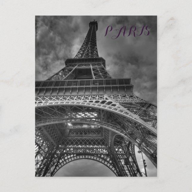 Carte Postale Tour Eiffel Noir & Blanc Paris Voyage européen (Devant)