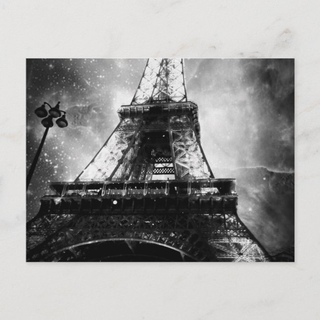 Carte Postale Tour Eiffel, noir et blanc (Devant)