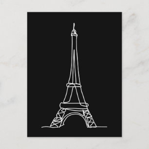 Carte Postale Tour Eiffel Paris Art de ligne minimaliste