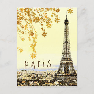 Carte Postale Tour Eiffel Paris City Vue Vintage Rustique