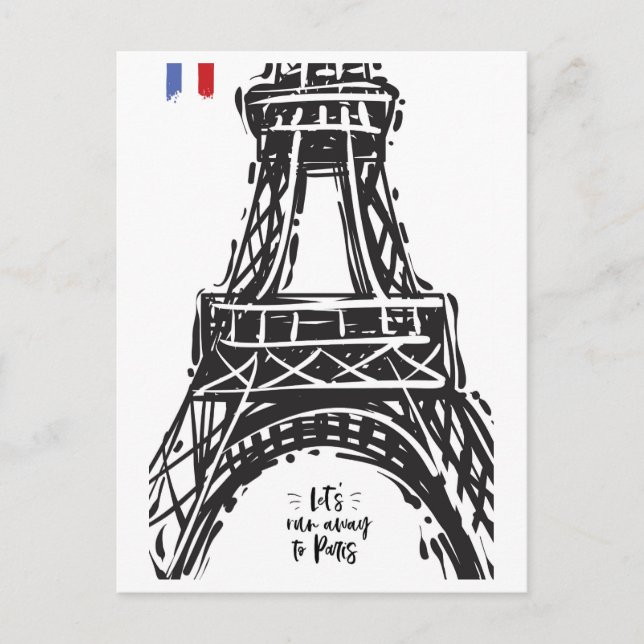 Carte Postale *~* Tour Eiffel Paris Noir Blanc (Devant)