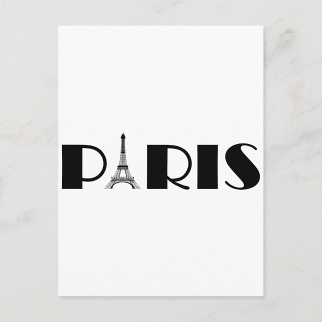 Carte Postale Tour Eiffel Paris Noir & Blanc (Devant)