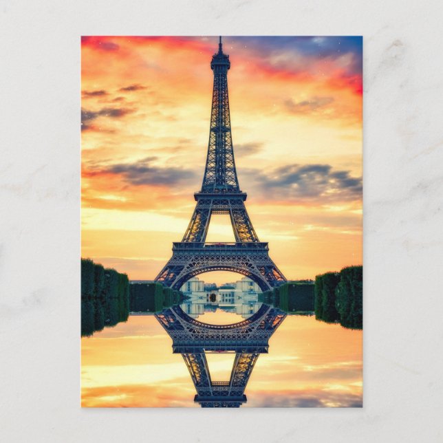 Carte Postale Tour Eiffel Paris Soirée européenne (Devant)