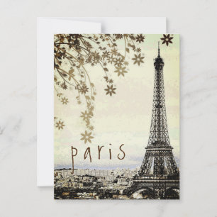 Carte Postale Tour Eiffel Paris Ville Vintage Rétro 