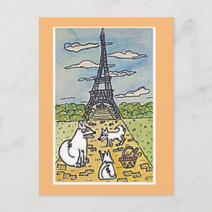 Carte Postale Tour Eiffel, Parodie Art Original
