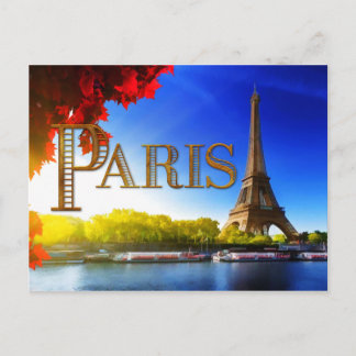 Carte Postale Tour Eiffel sur la Seine TEXTE Paris