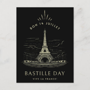 Carte Postale Tour Eiffel vintage 14 juillet