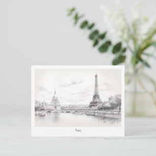 Carte Postale Tour Eiffel vintage, croquis Design