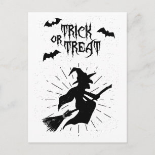 Carte Postale tour ou cadeau la sorcière volante halloween