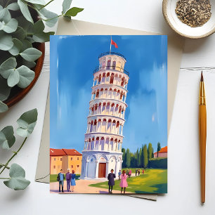 Carte Postale Tour penchée de Pise Italie Peinture