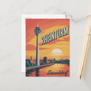 Carte Postale Tour Rhénane Düsseldorf Rheinturm cadeau allemand