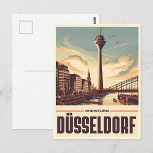 Carte Postale Tour Rhénane Dusseldorf Rheinturm cadeau allemand
