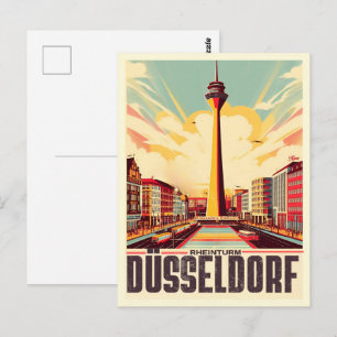 Carte Postale Tour Rhénane Dusseldorf Rheinturm cadeau allemand