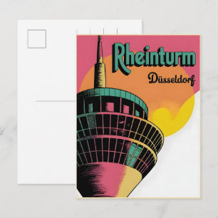 Carte Postale Tour Rhénane Düsseldorf Rheinturm cadeau allemand