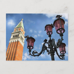Carte Postale Tour San Marco de Venise et illuminations de rue