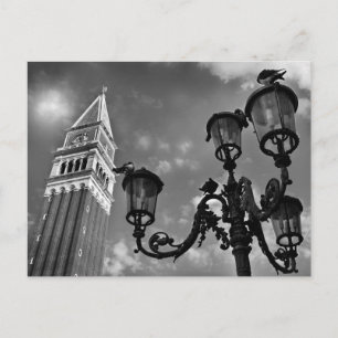 Carte Postale Tour San Marco de Venise et illuminations de rue