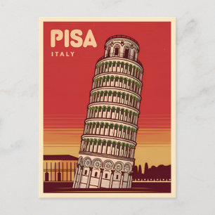 Carte Postale Tour Vintage voyage penchée de Pise Retro Pittores