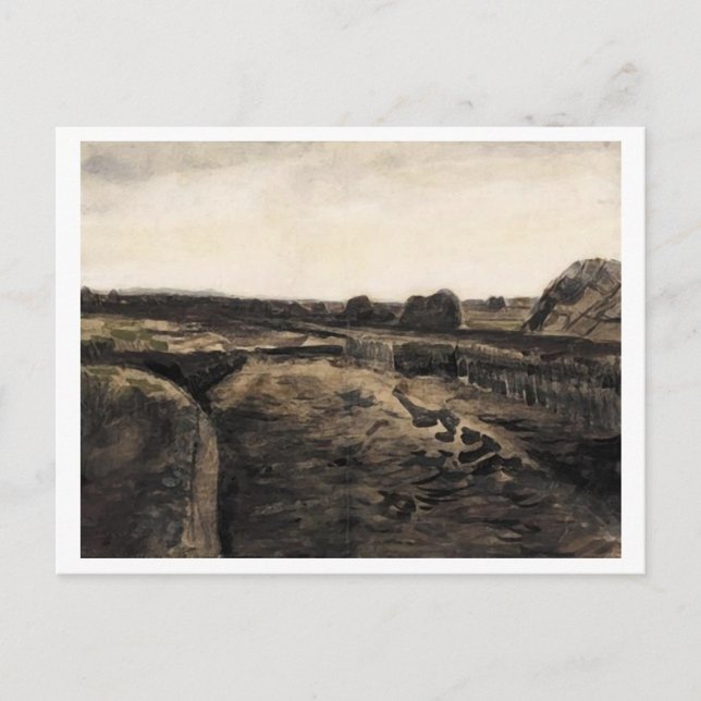 Carte Postale Tourbe Bog, Vincent van Gogh Art (Devant)