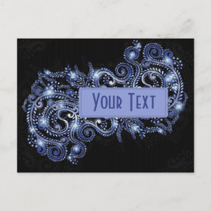 Carte Postale Tourbillon élégant bleu scintillant