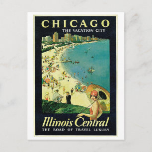 Carte Postale Tourisme de plage vintage des années 1920 Chicago