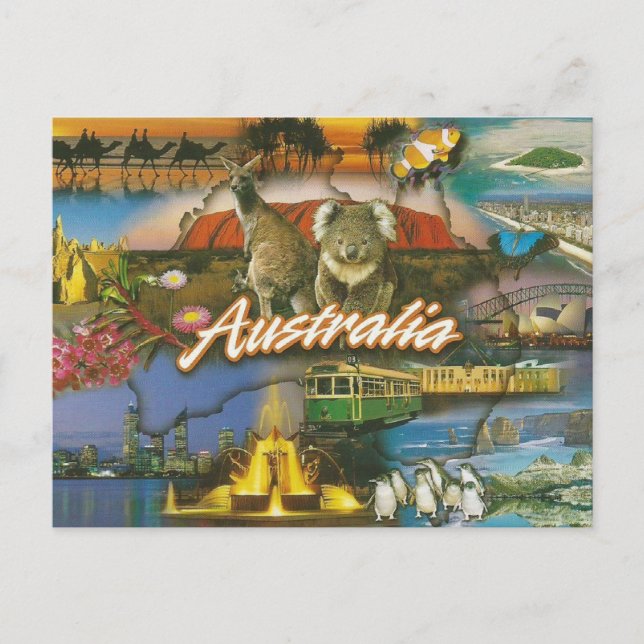 Carte postale touristique rétro Australie | Vintag (Devant)