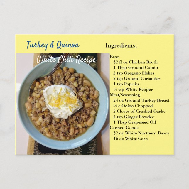 Carte Postale Tourkey Quinoa White Chili (Devant)