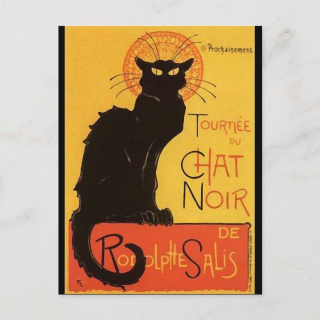 Carte Postale Tournée du Conversation Noir, Steinlen Black Cat V (Devant)