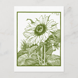 Carte Postale Tournesol (1919) Coupe Vintage de bois par Julie d
