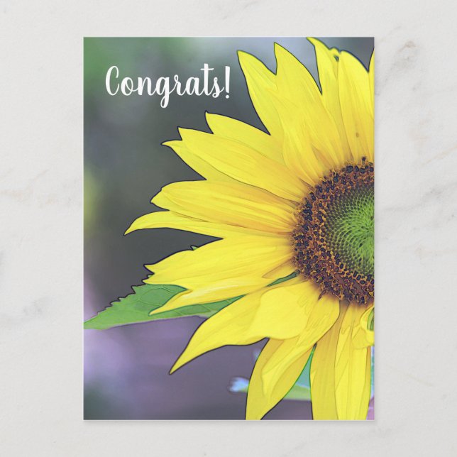 Carte Postale Tournesol Aquarelle Numérique 2 (Devant)