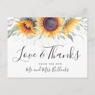 Carte Postale Tournesol en Fleur   Remerciements de Mariage