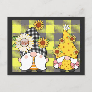Carte Postale Tournesol Gnome Choisissez Happy Migny Plaid