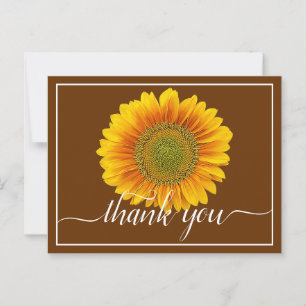 Carte Postale Tournesol jaune vif Brown Arrière - plan Merci