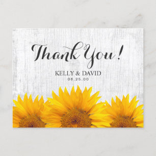 Carte Postale Tournesol Mariage Rustic Grange Merci en bois