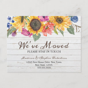 Carte Postale Tournesol Nous avons déménagé Changement d'adres