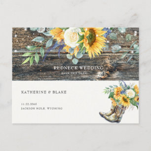 Carte Postale Tournesol rustique Mariage Redneck Enregistrer la