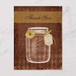 Carte Postale tournesol rustique mason jarre mariage merci