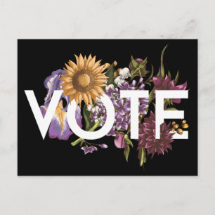 Carte Postale Tournesol vintage Floral Élégante Feminine Go Vote